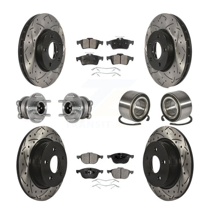 Hub Bearing Coated Disc Brake Rotor And Pad Front Rear Kit (10Pc) For Ford C-Max