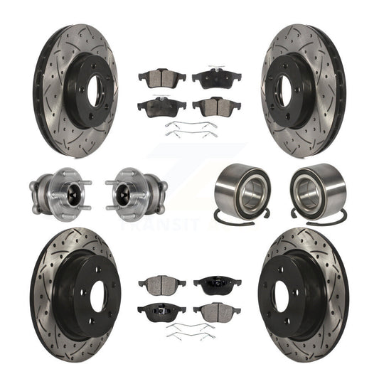 Hub Bearing Coated Disc Brake Rotor And Pad Front Rear Kit (10Pc) For Ford C-Max
