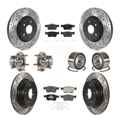 Hub Bearing Coated Disc Brake Rotor & Pad Front Rear Kit (10Pc) For Honda Accord