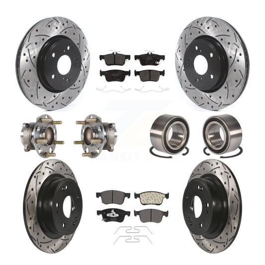 Hub Bearing Coated Disc Brake Rotor & Pad Front Rear Kit (10Pc) For Honda Accord