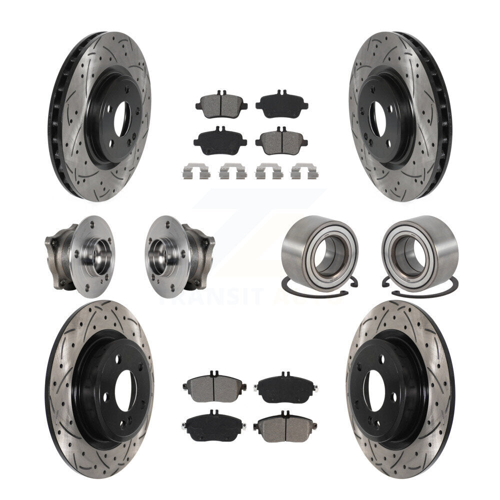 Hub Bearing Coat Brake Rotor Pads Front Rear Kit (10Pc) For Mercedes-Benz GLA250