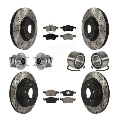 Hub Bearing Coated Disc Brake Rotor & Pads Front Rear Kit (10Pc) For Ford Escape