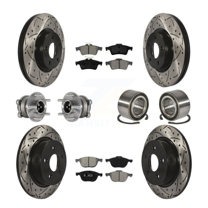 Hub Bearing Coated Brake Rotor & Pad Front Rear Kit (10Pc) For Ford Escape C-Max