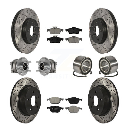Hub Bearing Coated Disc Brake Rotor And Pad Front Rear Kit (10Pc) For Ford C-Max