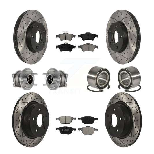 Hub Bearing Coated Disc Brake Rotor And Pad Front Rear Kit (10Pc) For Ford C-Max