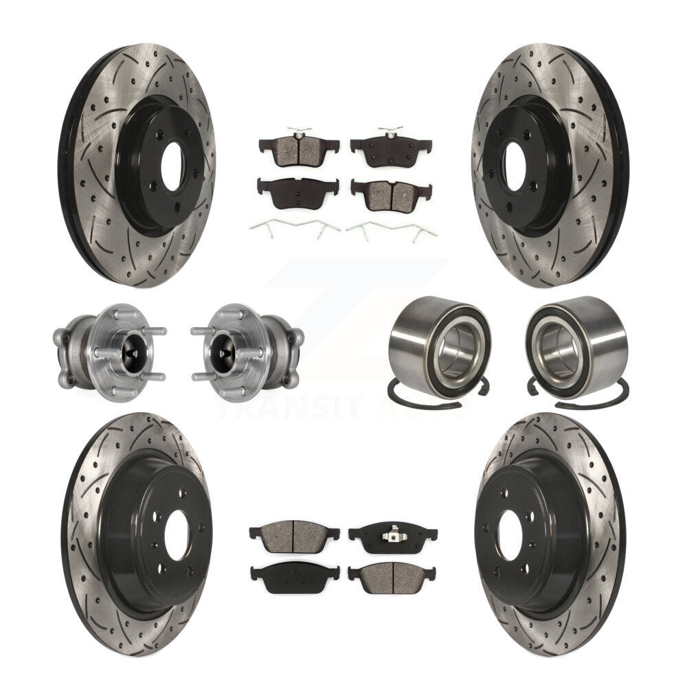 Hub Bearing Coated Brake Rotor Pad Front Rear Kit (10Pc) For Ford Escape Lincoln