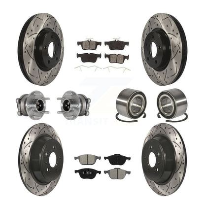 Hub Bearing Coated Disc Brake Rotor & Pads Front Rear Kit (10Pc) For Ford Escape