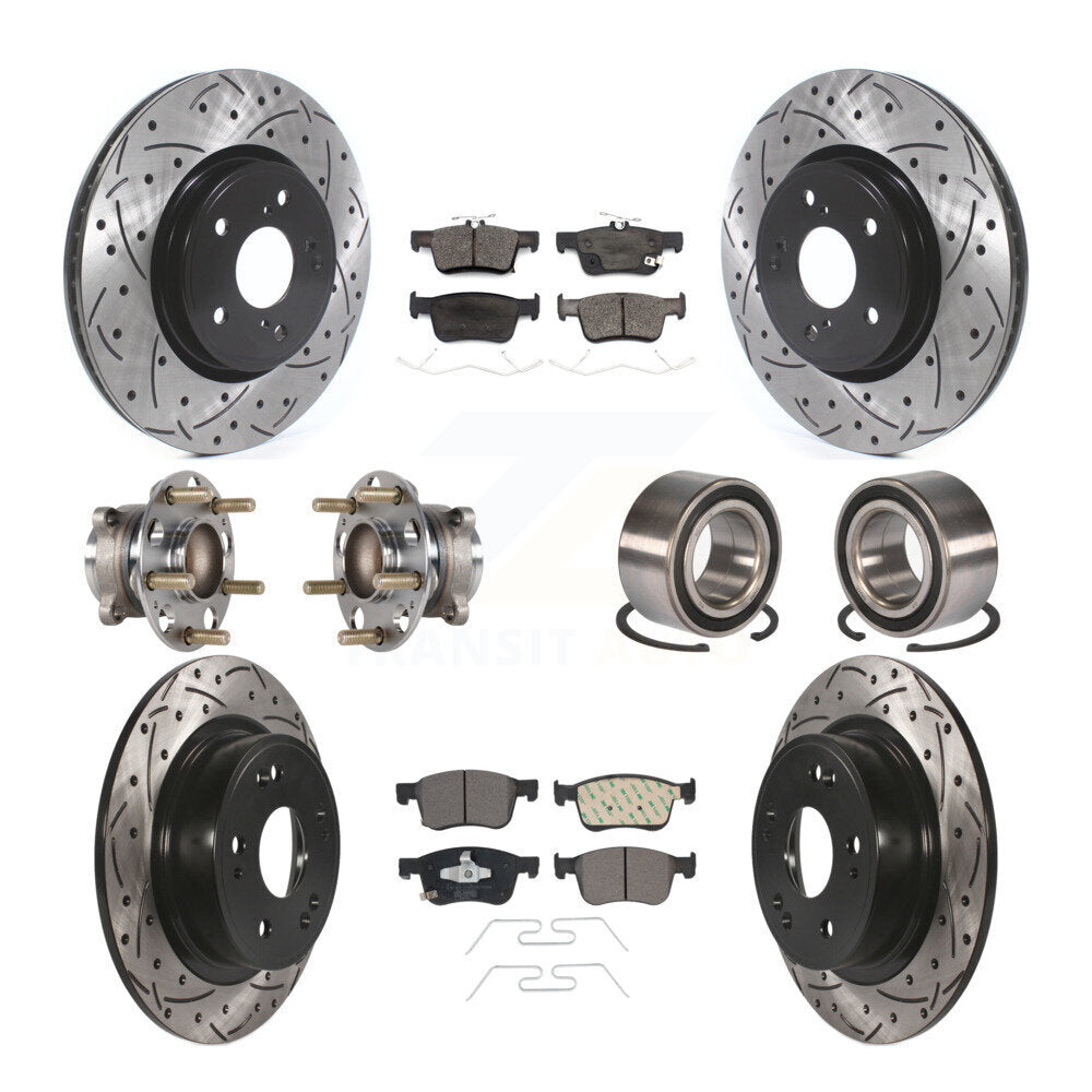 Hub Bearing Coated Disc Brake Rotor & Pad Front Rear Kit (10Pc) For Honda Accord