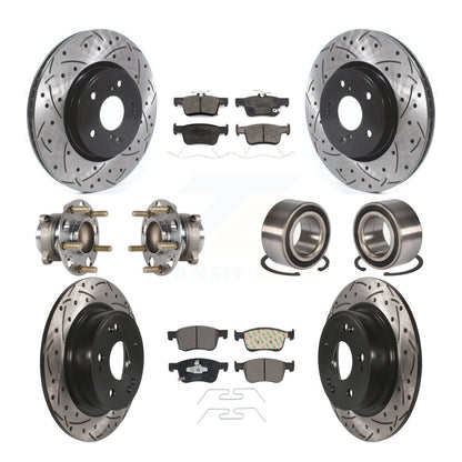 Hub Bearing Coated Disc Brake Rotor & Pad Front Rear Kit (10Pc) For Honda Accord