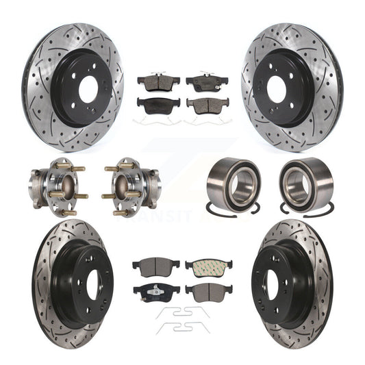 Hub Bearing Coated Disc Brake Rotor & Pad Front Rear Kit (10Pc) For Honda Accord