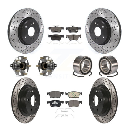 Hub Bearing Coated Disc Brake Rotor & Pad Front Rear Kit (10Pc) For Honda Accord