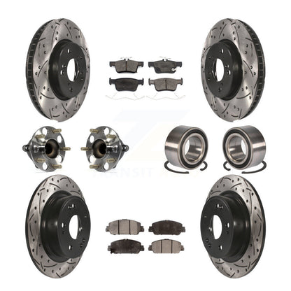 Hub Bearing Coated Disc Brake Rotor & Pad Front Rear Kit (10Pc) For Honda Accord