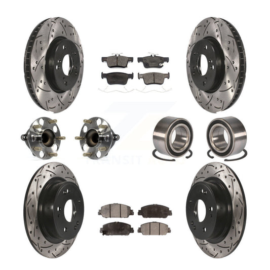 Hub Bearing Coated Disc Brake Rotor & Pad Front Rear Kit (10Pc) For Honda Accord