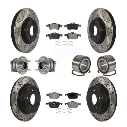 Hub Bearing Coated Brake Rotor & Pad Front Rear Kit (10Pc) For Ford Escape C-Max