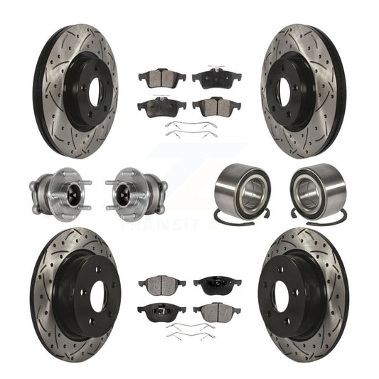Hub Bearing Coated Brake Rotor & Pad Front Rear Kit (10Pc) For Ford Escape C-Max