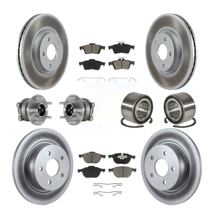 Hub Bearing Coated Brake Rotor & Pad Front Rear Kit (10Pc) For Ford Escape C-Max