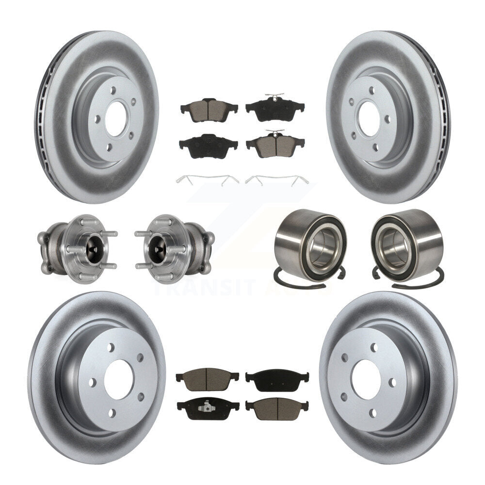 Hub Bearing Coated Disc Brake Rotor & Pads Front Rear Kit (10Pc) For Ford Escape