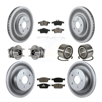 Hub Bearing Coated Disc Brake Rotor & Pads Front Rear Kit (10Pc) For Ford Escape