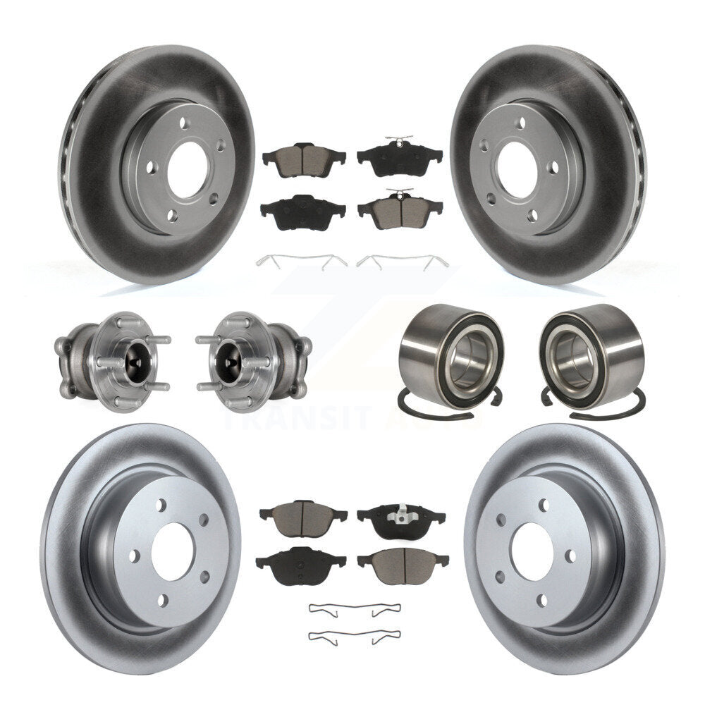 Hub Bearing Coated Disc Brake Rotor And Pad Front Rear Kit (10Pc) For Ford C-Max