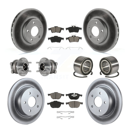 Hub Bearing Coated Disc Brake Rotor And Pad Front Rear Kit (10Pc) For Ford C-Max