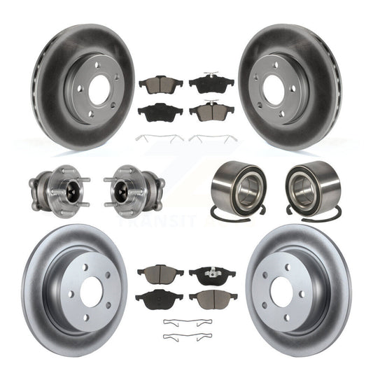 Hub Bearing Coated Disc Brake Rotor And Pad Front Rear Kit (10Pc) For Ford C-Max
