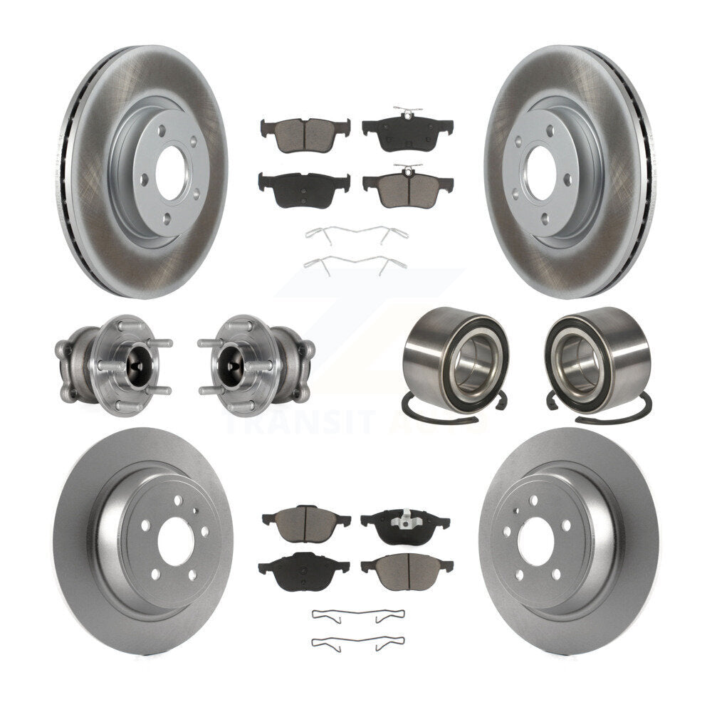 Hub Bearing Coated Disc Brake Rotor & Pads Front Rear Kit (10Pc) For Ford Escape