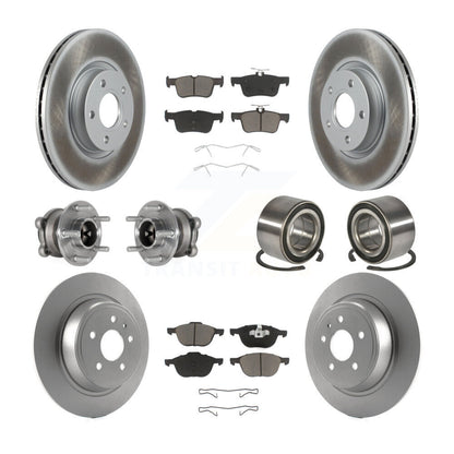 Hub Bearing Coated Disc Brake Rotor & Pads Front Rear Kit (10Pc) For Ford Escape