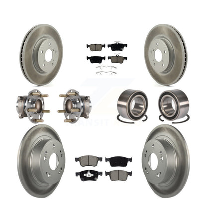 Hub Bearing Coated Disc Brake Rotor & Pad Front Rear Kit (10Pc) For Honda Accord