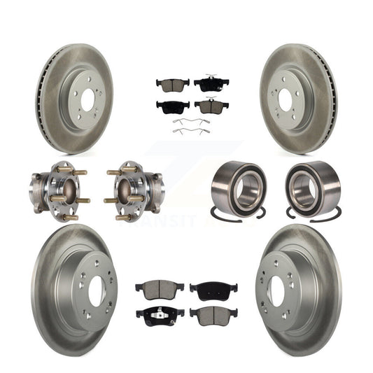 Hub Bearing Coated Disc Brake Rotor & Pad Front Rear Kit (10Pc) For Honda Accord