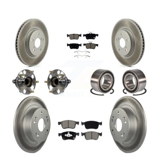 Hub Bearing Coated Disc Brake Rotor & Pad Front Rear Kit (10Pc) For Honda Accord