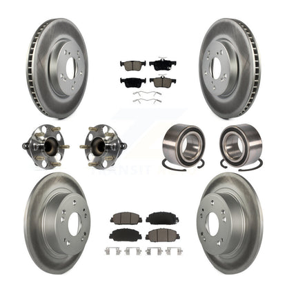 Hub Bearing Coated Disc Brake Rotor & Pad Front Rear Kit (10Pc) For Honda Accord