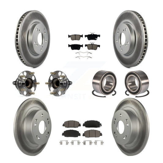 Hub Bearing Coated Disc Brake Rotor & Pad Front Rear Kit (10Pc) For Honda Accord