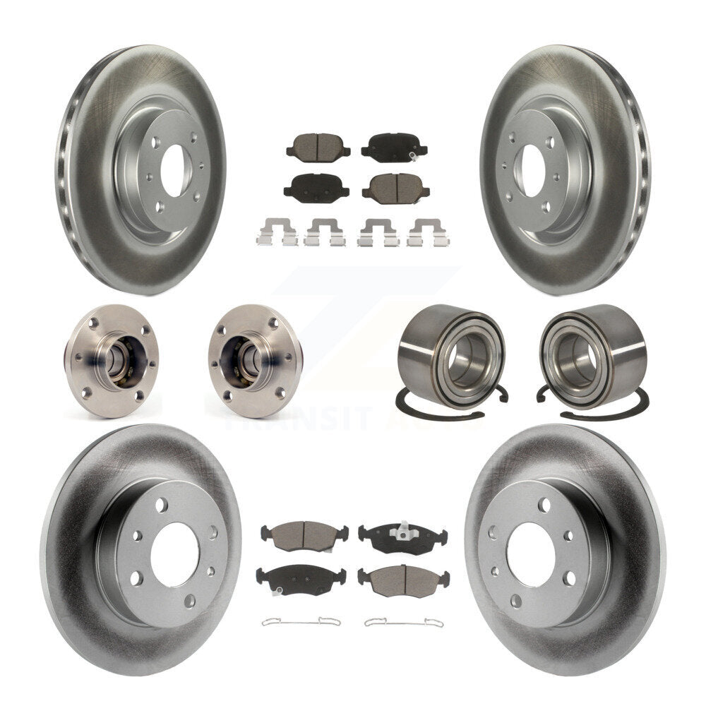 Hub Bearing Coated Disc Brake Rotors And Pads Front Rear Kit (10Pc) For Fiat 500
