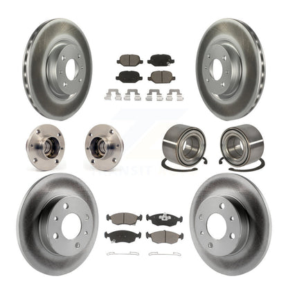 Hub Bearing Coated Disc Brake Rotors And Pads Front Rear Kit (10Pc) For Fiat 500