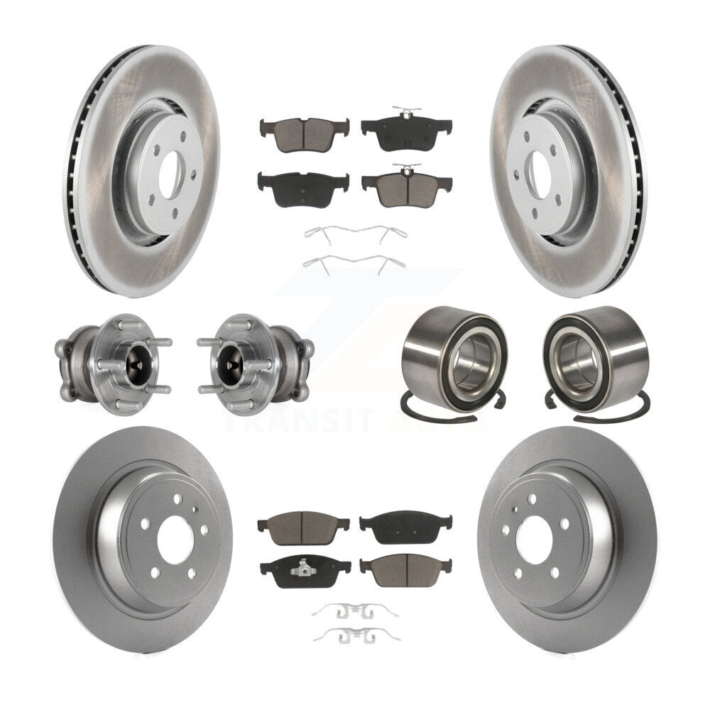 Hub Bearing Coated Disc Brake Rotor & Pads Front Rear Kit (10Pc) For Lincoln MKC