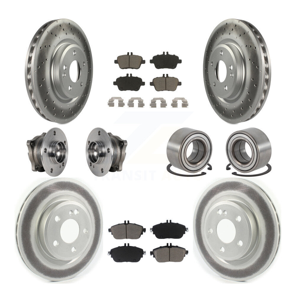 Hub Bearing Coat Brake Rotor Pads Front Rear Kit (10Pc) For Mercedes-Benz CLA250