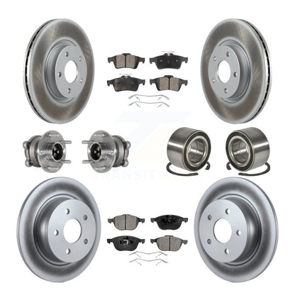 Hub Bearing Coated Brake Rotor & Pad Front Rear Kit (10Pc) For Ford Escape C-Max