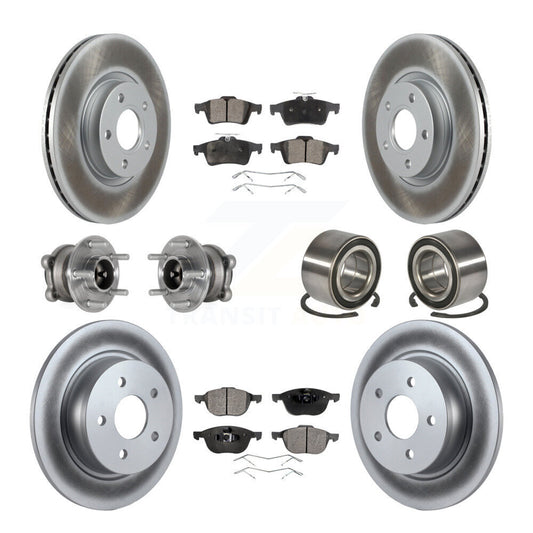 Hub Bearing Coated Brake Rotor & Pad Front Rear Kit (10Pc) For Ford Escape C-Max