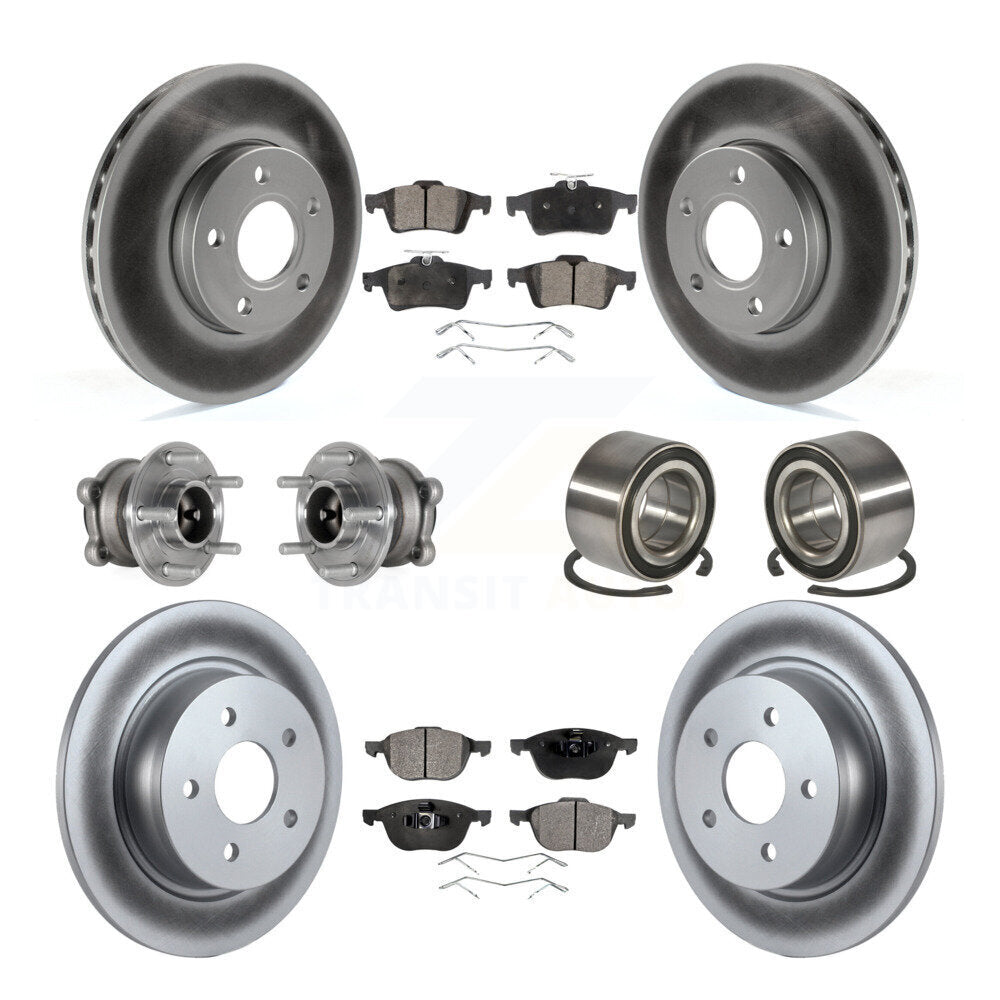 Hub Bearing Coated Disc Brake Rotor And Pad Front Rear Kit (10Pc) For Ford C-Max