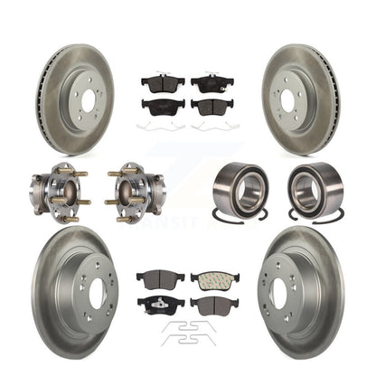 Hub Bearing Coated Disc Brake Rotor & Pad Front Rear Kit (10Pc) For Honda Accord