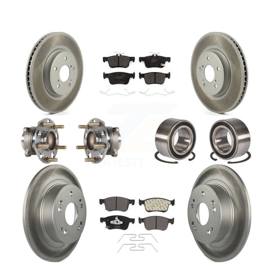 Hub Bearing Coated Disc Brake Rotor & Pad Front Rear Kit (10Pc) For Honda Accord