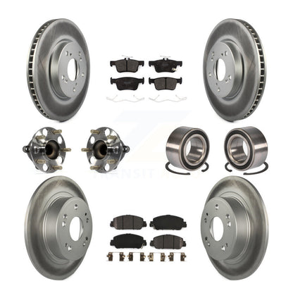 Hub Bearing Coated Disc Brake Rotor & Pad Front Rear Kit (10Pc) For Honda Accord