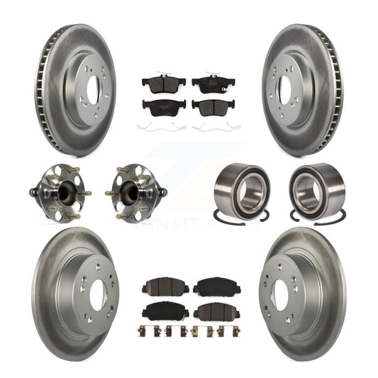 Hub Bearing Coated Disc Brake Rotor & Pad Front Rear Kit (10Pc) For Honda Accord