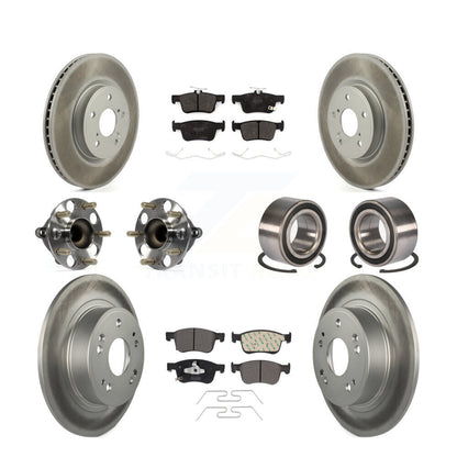 Hub Bearing Coated Disc Brake Rotor & Pad Front Rear Kit (10Pc) For Honda Accord