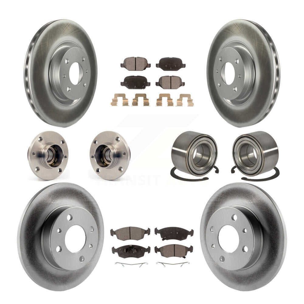 Hub Bearing Coated Disc Brake Rotors And Pads Front Rear Kit (10Pc) For Fiat 500