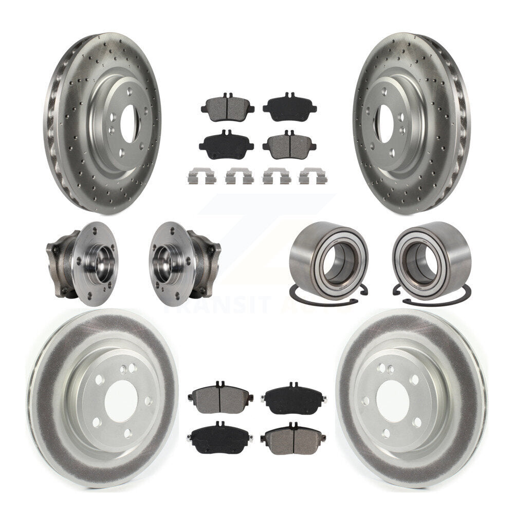 Hub Bearing Coat Brake Rotor Pads Front Rear Kit (10Pc) For Mercedes-Benz CLA250