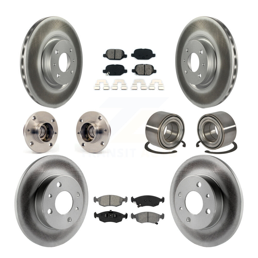 Hub Bearing Coated Disc Brake Rotors And Pads Front Rear Kit (10Pc) For Fiat 500