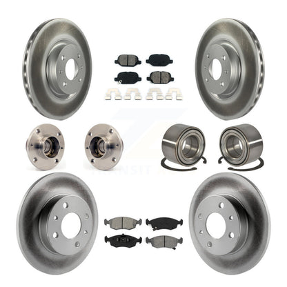 Hub Bearing Coated Disc Brake Rotors And Pads Front Rear Kit (10Pc) For Fiat 500