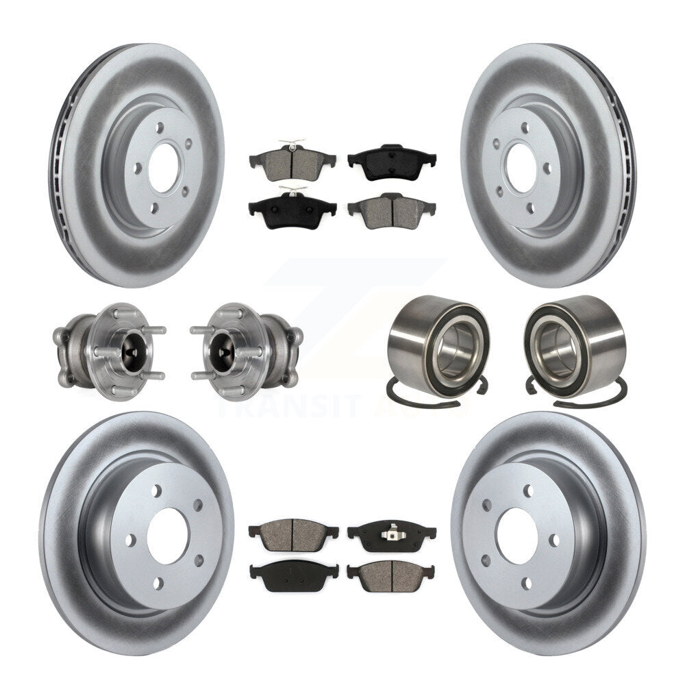 Hub Bearing Coated Disc Brake Rotor & Pads Front Rear Kit (10Pc) For Ford Escape