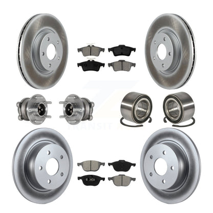 Hub Bearing Coated Brake Rotor & Pad Front Rear Kit (10Pc) For Ford Escape C-Max